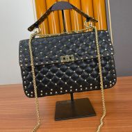 Valentino Garavani Large Rockstud Spike Chain Bag In Lambskin Black/Gold