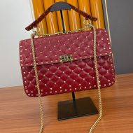 Valentino Garavani Large Rockstud Spike Chain Bag In Lambskin Burgundy