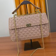 Valentino Garavani Large Rockstud Spike Chain Bag In Lambskin Pink