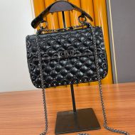 Valentino Garavani Medium Rockstud Spike Chain Bag In Lambskin Black/Silver