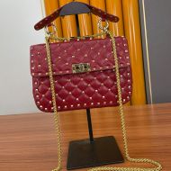 Valentino Garavani Medium Rockstud Spike Chain Bag In Lambskin Burgundy