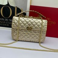Valentino Garavani Medium Rockstud Spike Chain Bag In Lambskin Gold
