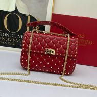 Valentino Garavani Medium Rockstud Spike Chain Bag In Lambskin Red/Gold