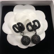 Valentino Mini VLogo Signature Pendant Earrings In Metal with Crystal Balls Black