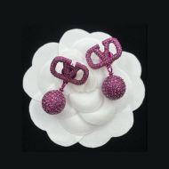 Valentino Mini VLogo Signature Pendant Earrings In Metal with Crystal Balls Purple