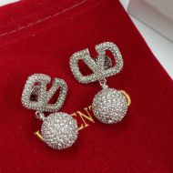 Valentino Mini VLogo Signature Pendant Earrings In Metal with Crystal Balls Silver