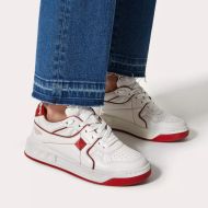 Valentino Garavani One Stud Low-Top Sneakers Unisex Calfskin White/Red
