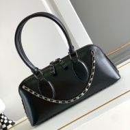 Valentino Rockstud E/W Duffle Bag In Calfskin Black/Silver