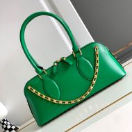 Valentino Rockstud E/W Duffle Bag In Calfskin Green
