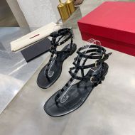 Valentino Garavani Rockstud Sandals In Sheepskin Women Black