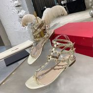 Valentino Garavani Rockstud Sandals In Sheepskin Women Gold