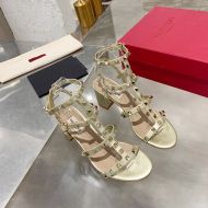 Valentino Garavani Rockstud Sandals with Ankle Strap Women Calfskin Gold