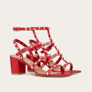 Valentino Garavani Rockstud Sandals with Ankle Strap Women Calfskin Red