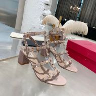 Valentino Garavani Rockstud Sandals In Sheepskin Leather Women Cherry