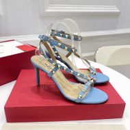 Valentino Garavani Rockstud Sandals with Asymmetric-Strap Women Calfskin Sky Blue