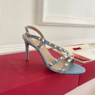 Valentino Garavani Rockstud Sandals with Asymmetric-Straps Women Calfskin Sky Blue