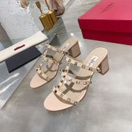 Valentino Garavani Rockstud Thick-Heeled Slides Women Calfskin Khaki