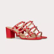 Valentino Garavani Rockstud Thick-Heeled Slides Women Calfskin Red