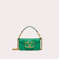 Valentino Garavani Small Loco Shoulder Bag In Calfskin Green
