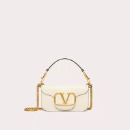 Valentino Garavani Small Loco Shoulder Bag In Calfskin White