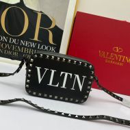 Valentino Garavani Small Rockstud Crossbody Bag In VLTN Calfskin Black/Silver