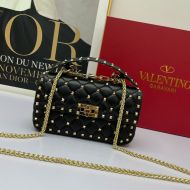 Valentino Garavani Small Rockstud Spike Chain Bag In Lambskin Black/Gold