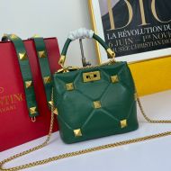 Valentino Garavani Small Roman Stud Handbag In Nappa Lambskin Green