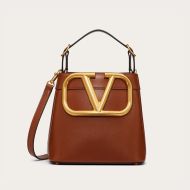 Valentino Garavani Small Supervee Handbag In Calfskin Brown