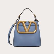 Valentino Garavani Small Supervee Handbag In Calfskin Sky Blue