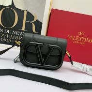 Valentino Garavani Small Supervee Shoulder Bag In Calfskin Black