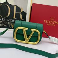 Valentino Garavani Small Supervee Shoulder Bag In Calfskin Green