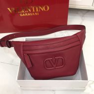 Valentino Garavani Small VLogo Belt Bag In Grainy Calfskin Burgundy