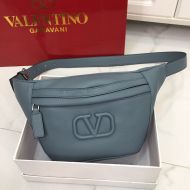 Valentino Garavani Small VLogo Belt Bag In Grainy Calfskin Sky Blue