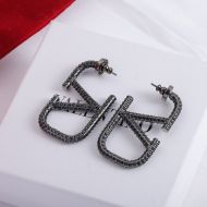 Valentino Small VLogo Signature Earrings In Metal with Crystals Black