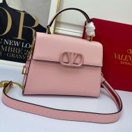 Valentino Small Vsling Handbag In Grainy Calfskin Pink