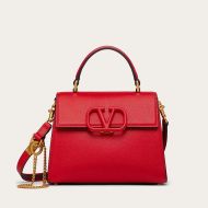 Valentino Small Vsling Handbag In Grainy Calfskin Red