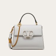 Valentino Small Vsling Handbag In Grainy Calfskin White