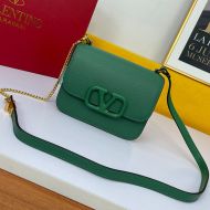Valentino Garavani Small Vsling Shoulder Bag In Calfskin Green