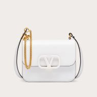 Valentino Garavani Small Vsling Shoulder Bag In Calfskin White