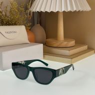 Valentino VA1118 Squared Sunglasses Acetate Frame with Vlogo Crystals Black/Green