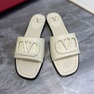 Valentino Garavani Calfskin Slides With VLogo Signature Women White