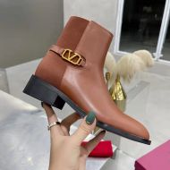 Valentino Garavani Splicing Cow Leather Ankle Boots Women Brown