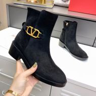 Valentino Garavani Splicing Suede Ankle Boots Women Black