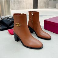 Valentino Garavani VLogo Signature Cow Leather Ankle Boots Women Brown