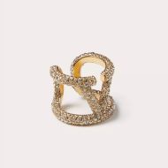 Valentino VLogo Signature Open Ring In Metal with Swarovski Crystals Gold