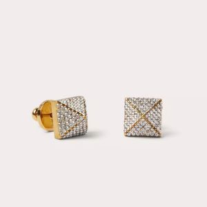 Valentino Mini Rockstud Earrings In Metal and Swarovski Crystals Gold