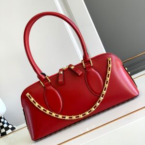 Valentino Rockstud E/W Duffle Bag In Calfskin Red