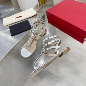 Valentino Garavani Rockstud Sandals In Sheepskin Women Silver