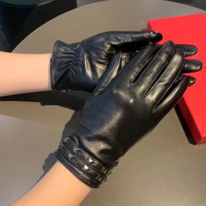 Valentino Rockstud Gloves with Two-Straps Women Sheepskin Black