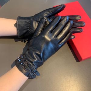 Valentino Rockstud Gloves with Adjustable Straps Women Sheepskin Black